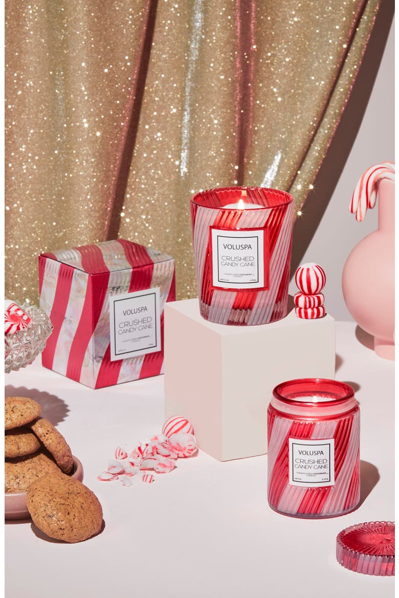 Crushed Candy Cane Boxed Classic Candle, Alternate, color, RED & WHITE