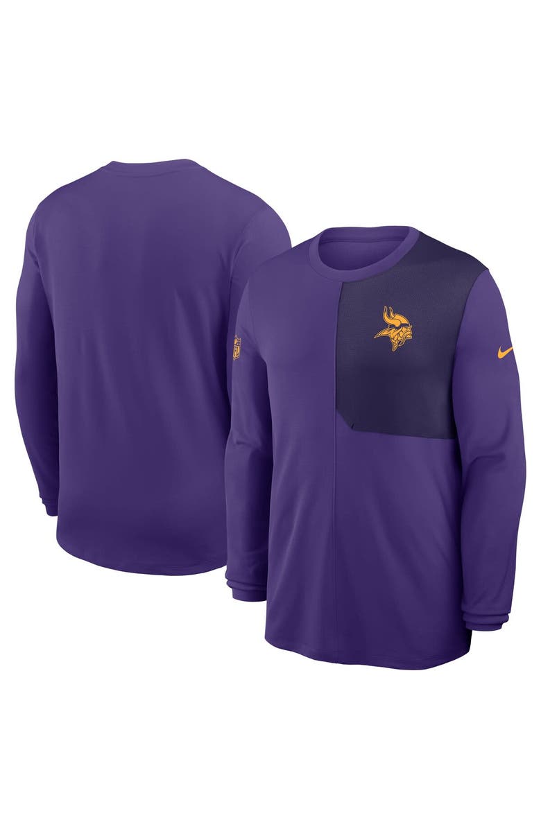 Nike Men's Nike Purple Minnesota Vikings Sideline Coach UV Performance Long Sleeve T-Shirt, Main, color, Purple