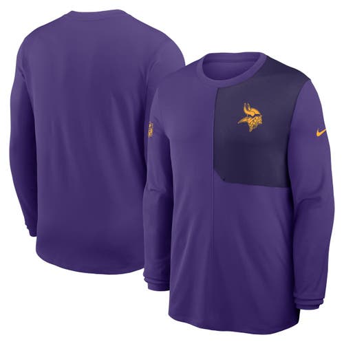 Nike Purple Minnesota Vikings Sideline Coach Uv Performance Long Sleeve T-shirt