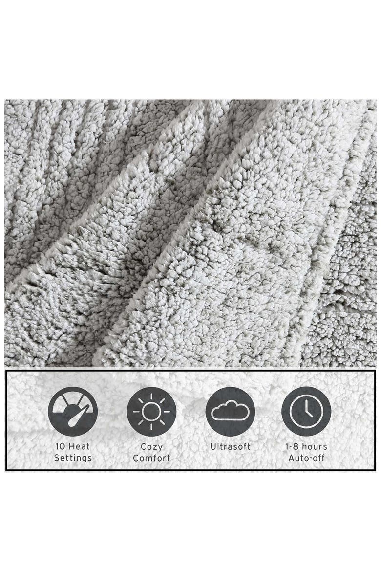 Lookout Mountain Tipped Faux Shearling Heated Blanket, Alternate, color, DARK GREEN