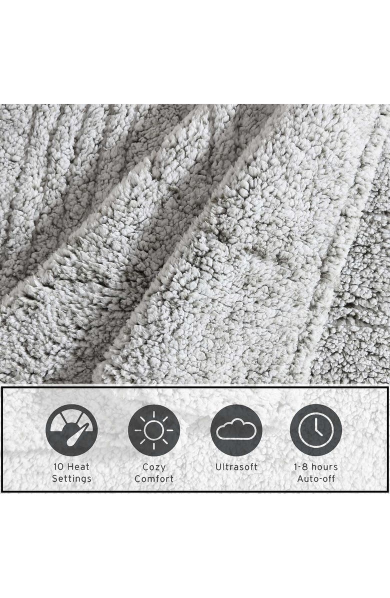 Eddie Bauer Lookout Mountain Tipped Faux Shearling Heated Blanket, Alternate, color, Dark Green