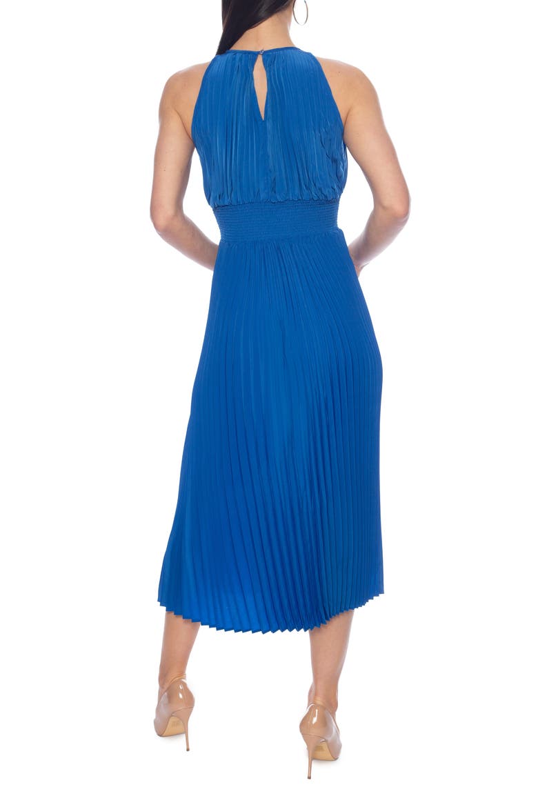 Pleated Sleeveless Midi Dress, Alternate, color, ROYAL