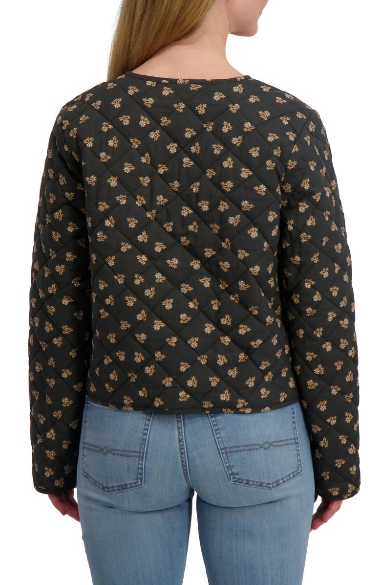 Lucky Brand Diamond Quilted Jacket, Alternate, color, Black Floral