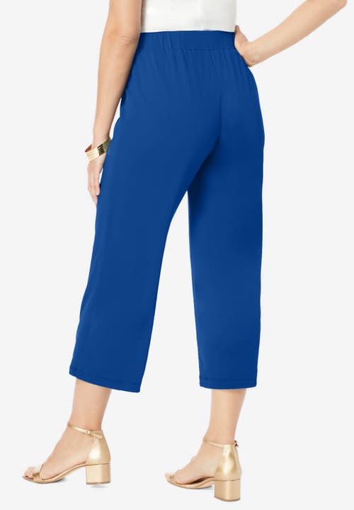 Jessica London Stretch Knit Wide Leg Crop Pant In Multi