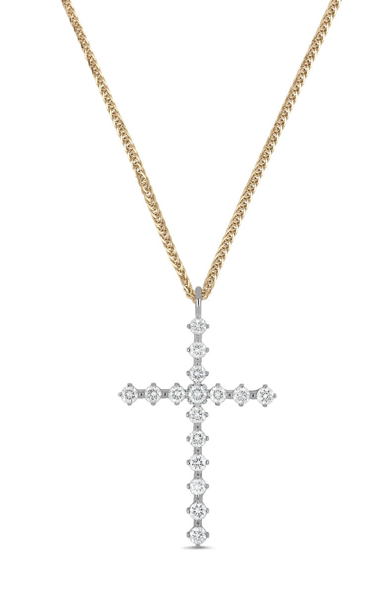 Bony Levy 18K Gold Liora Diamond Cross Pendant Necklace, Main, color, Two Tone
