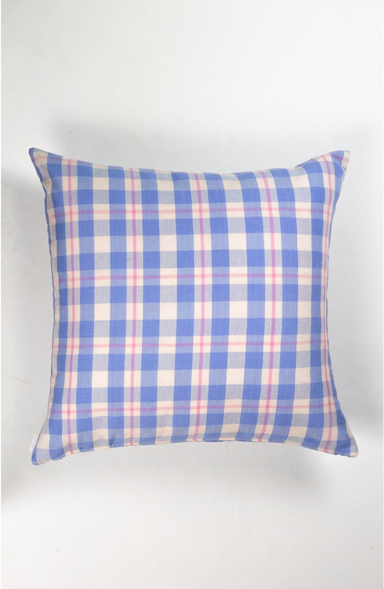 Archive New York Handwoven Classic Gingham Square Cotton Throw Pillow, Main, color, Light Blue Plaid