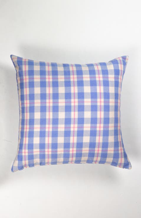 Handwoven Classic Gingham Square Cotton Throw Pillow