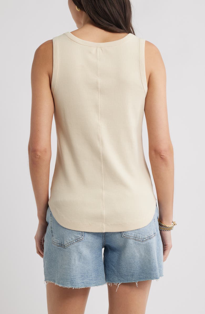 Caslon<sup>®</sup> Henley Stretch Cotton Rib Tank, Alternate, color, Beige Burnt