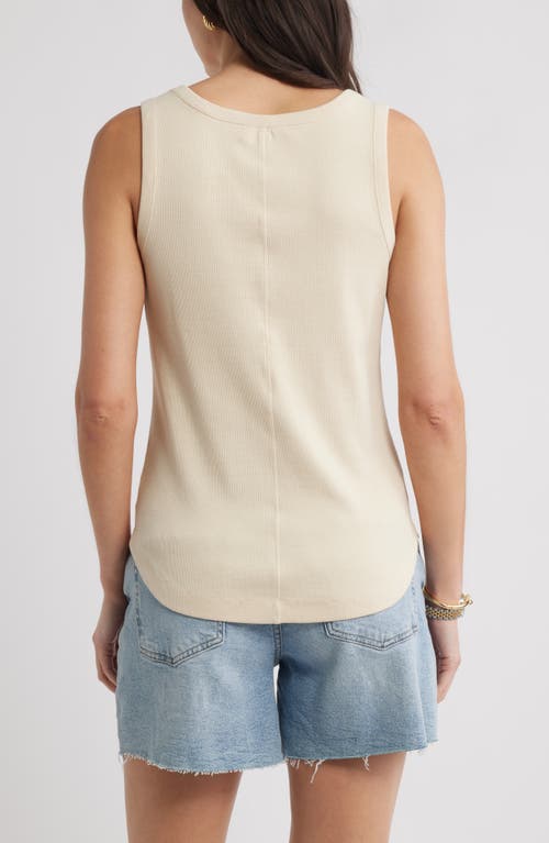 Caslonr Caslon(r) Henley Stretch Cotton Rib Tank In Brown