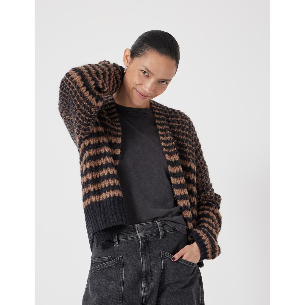 Hush Skye Wool Blend Stripe Cardigan In Brown