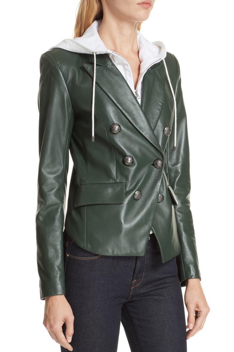 Cooke Leather Dickey Jacket, Alternate, color, DARK GREEN