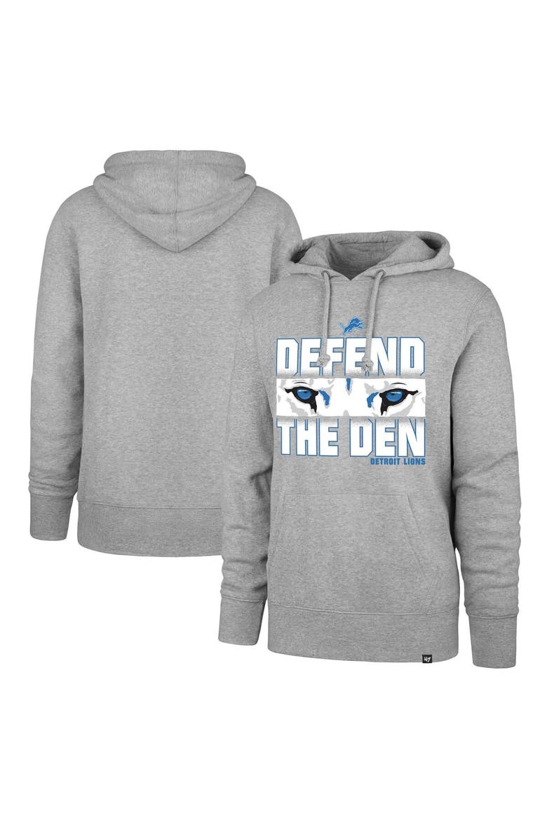 Men's '47 Gray Detroit Lions Regional Headline Pullover Hoodie, Alternate, color, Gray