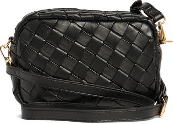 Faux Leather Woven Crossbody Bag