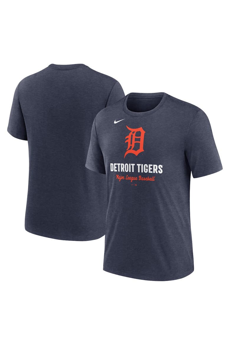 Men's Nike Heather Navy Detroit Tigers Logo Tri-Blend T-Shirt, Main, color, Heather Navy