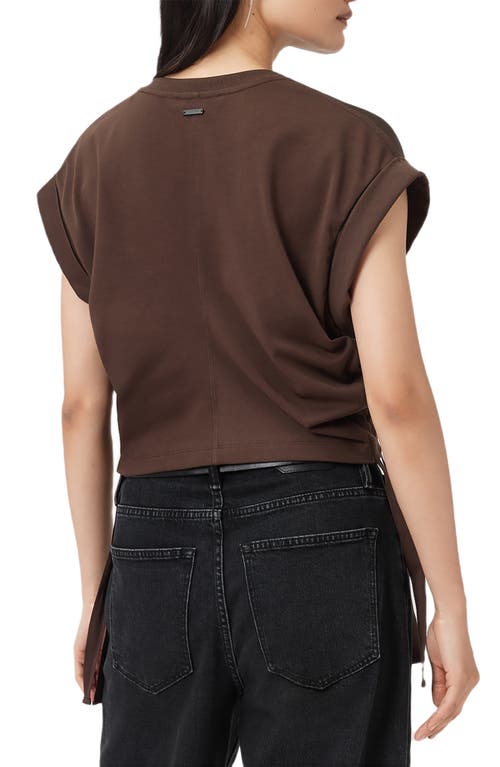 Allsaints Mira Cinched Side Satin T-shirt In Brown