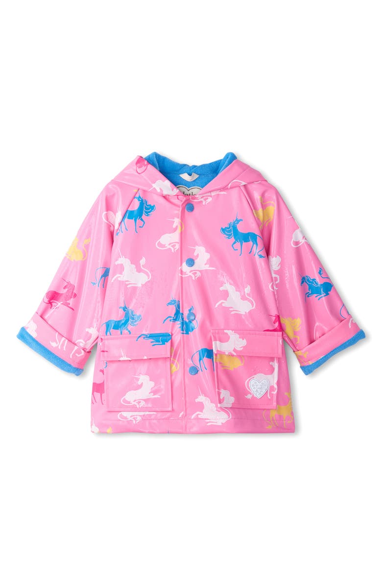 Hatley Mystical Unicorn Color Changing Waterproof Hooded Raincoat, Alternate, color, 