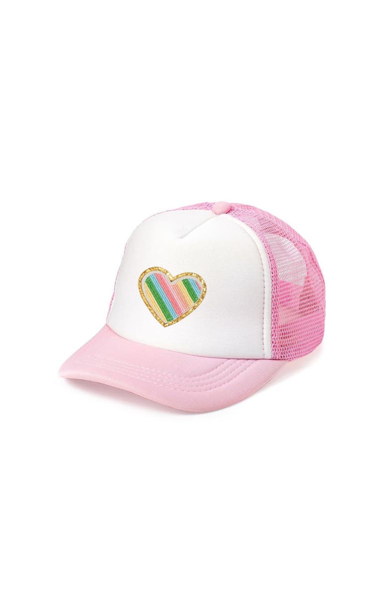 Sweet Wink Rainbow Heart Patch Trucker Hat, Main, color,