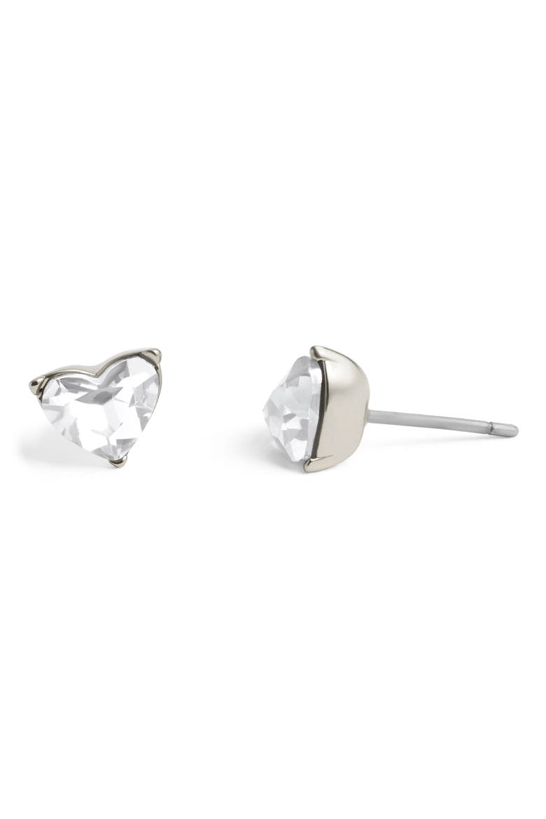 Heart Halo Stud Earrings, Alternate, color, CRYSTAL/ RHODIUM