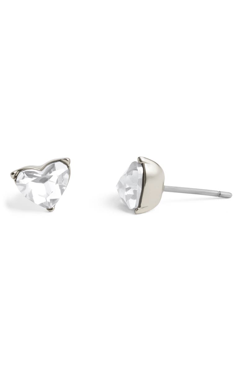 COACH Heart Halo Stud Earrings, Alternate, color, Crystal/ Rhodium