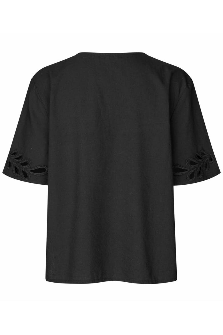MaDyselle Cutwork Detail Blouse, Alternate, color, Black