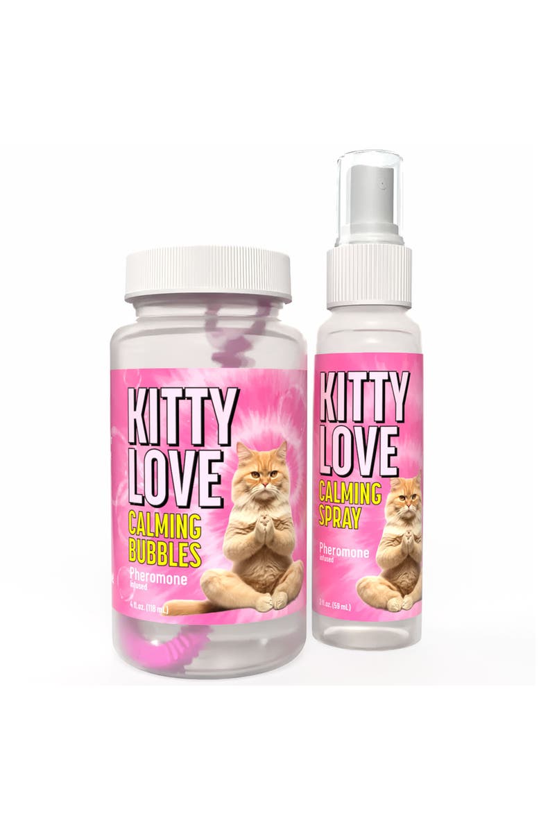 Atomic Bubbles Kitty Love Play and Spray Duo Pheromone, 4oz Bottle, 2oz Spray, Main, color, Pink