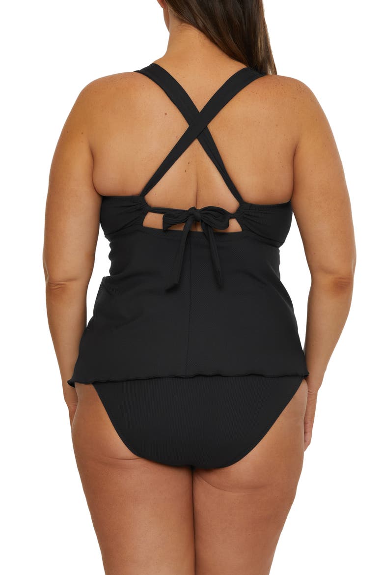 Modern Edge Rib Tankini, Alternate, color, BLACK