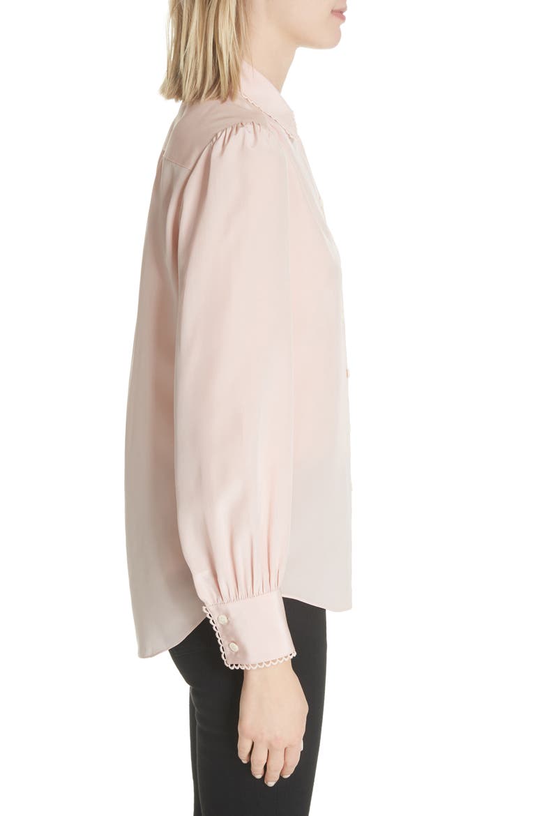 scallop trim silk shirt, Alternate, color, CAMEO PINK