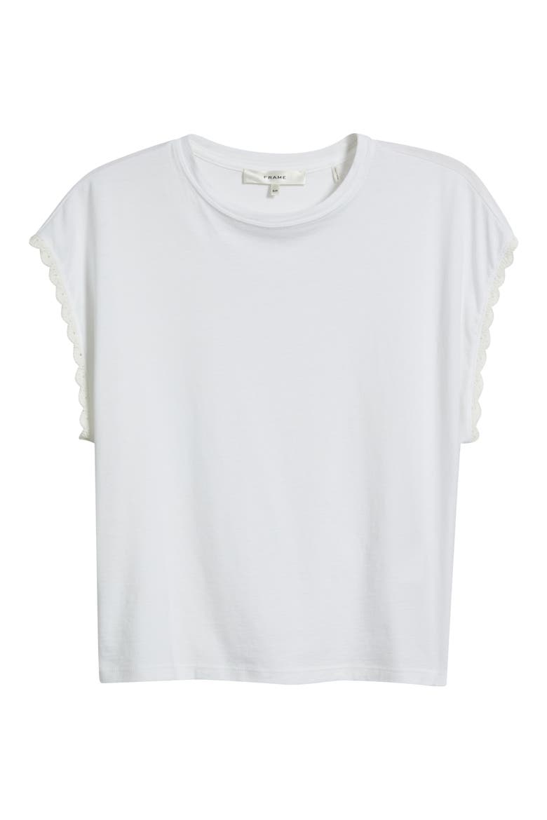 The Crochet Trim Pima Cotton Muscle T-Shirt, Alternate, color, WHITE
