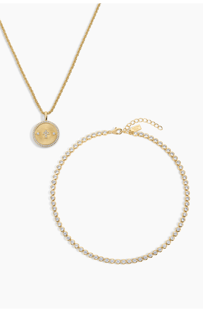 Electric Picks Guardian Necklace Set of 2, Main, color, Gold