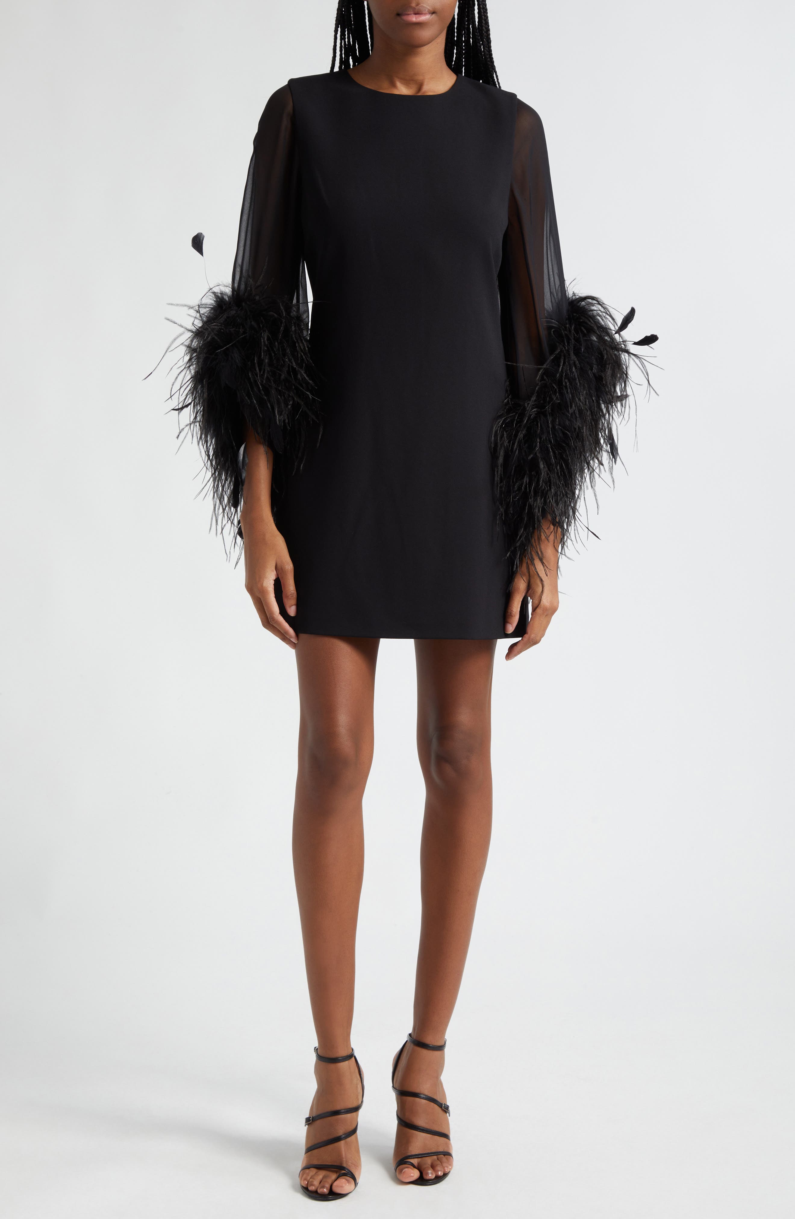 ALICE + OLIVIA Izola Feather Cuff Minidress (Women) | Nordstromrack