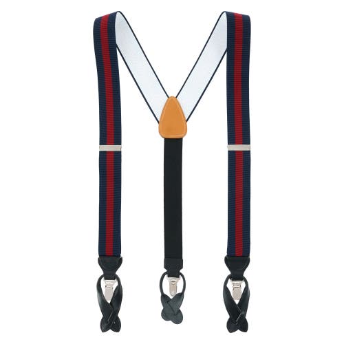 Trafalgar Oliver Stripe 35mm Convertible Suspenders In Blue