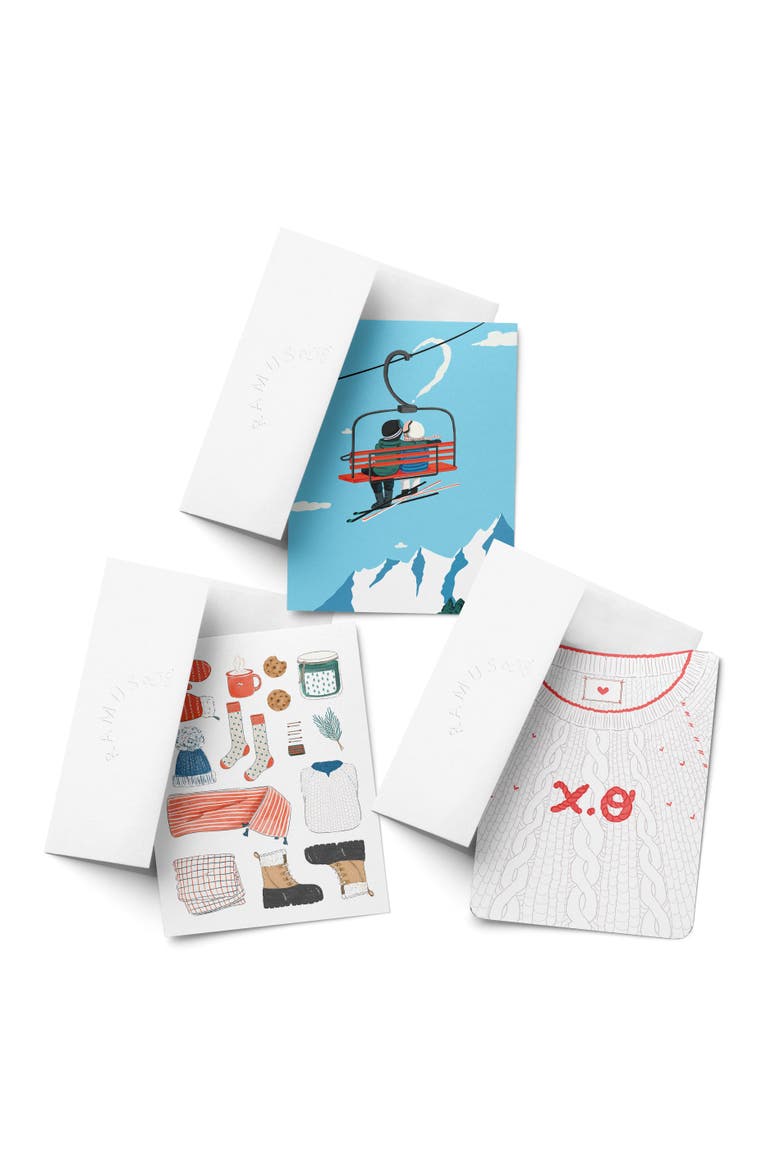 Love/Valentine's Assorted Greeting Card Pack (3ct) "Ski Love, Love Sweater, Winter Essentials", Main, color, Multi-Pack