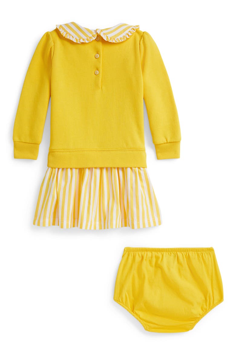 Mixed Media Long Sleeve Dress & Bloomers, Alternate, color, RACING YELLOW