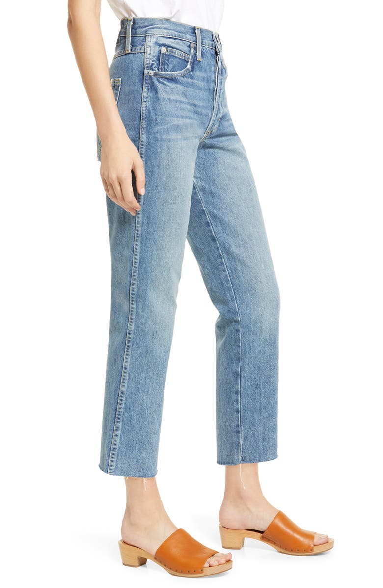AMO Loverboy High Waist Raw Hem Crop Straight Leg Jeans, Alternate, color,