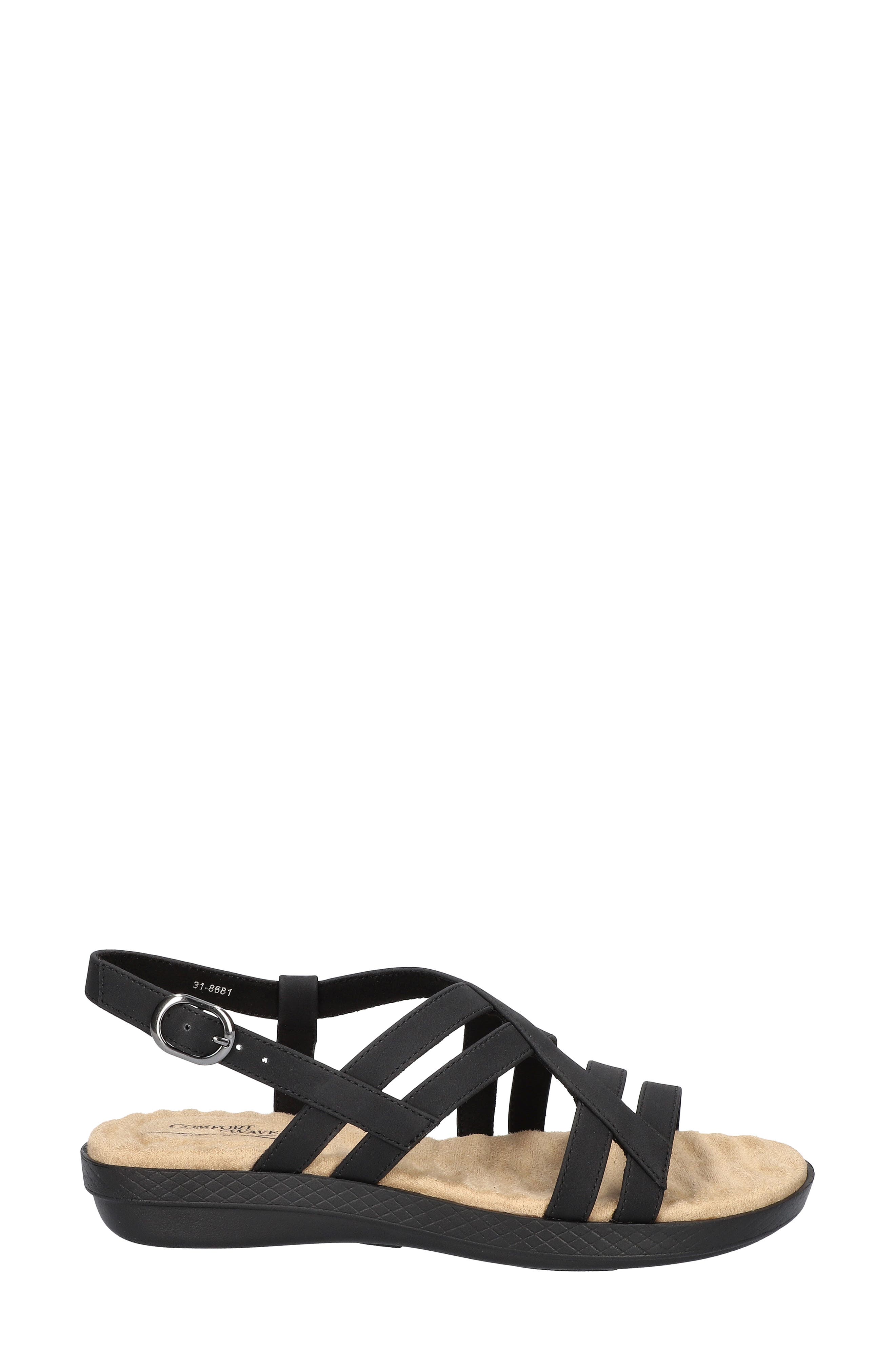 EASY STREET Lobo Wedge Sandal, Alternate, color, Black