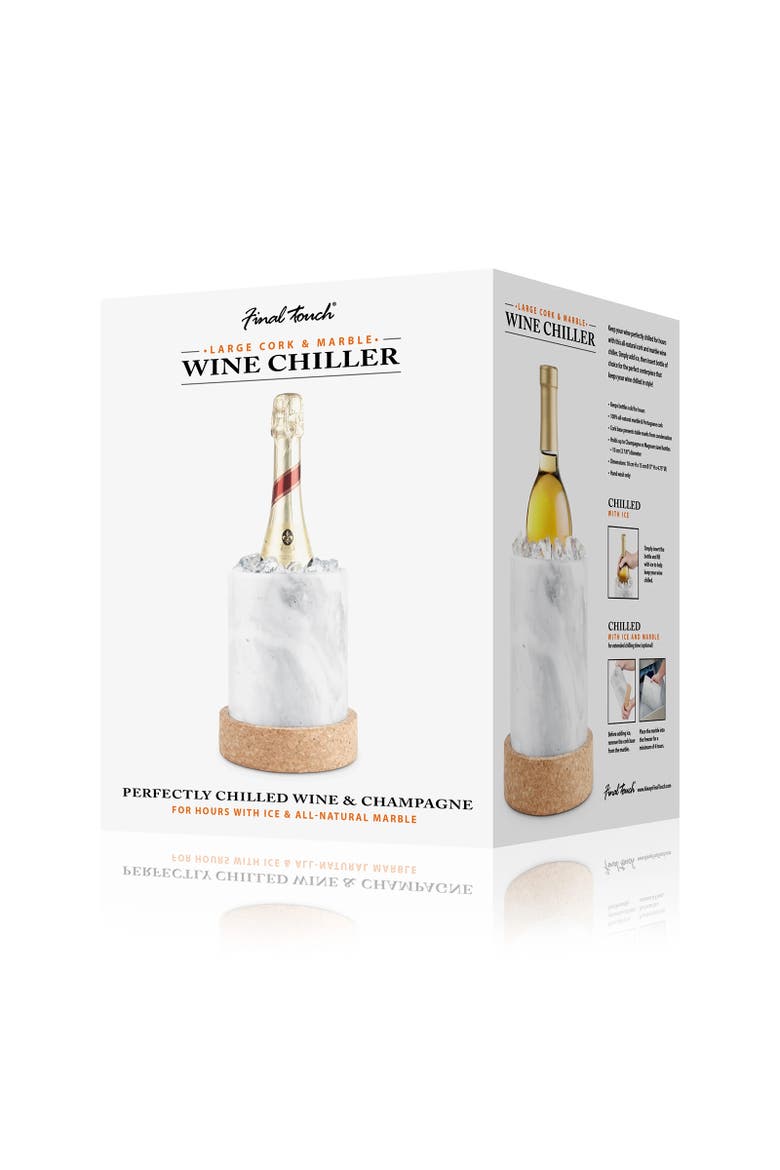 Large Cork & Marble Wine Chiller, Natural Marble & Portuguese Cork, Alternate, color, White