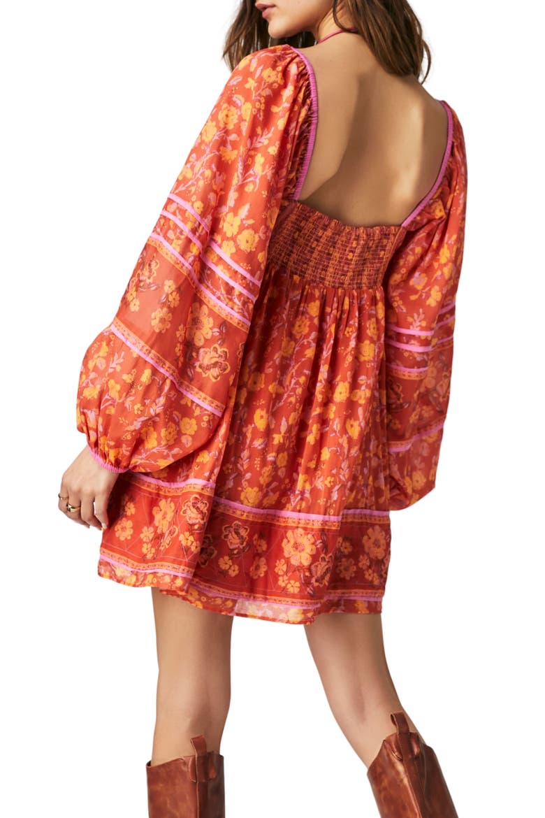 Endless Afternoon Print Long Sleeve Minidress, Alternate, color, CHILI COMBO