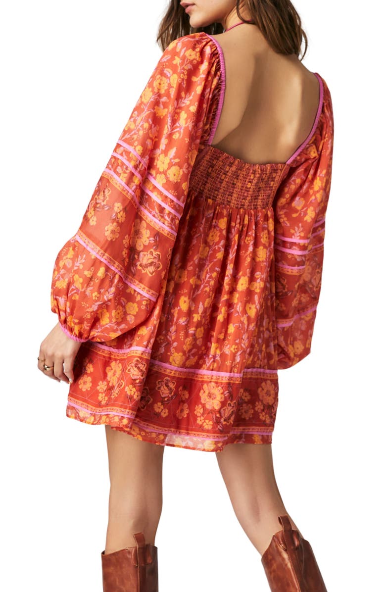 Free People Endless Afternoon Print Long Sleeve Minidress, Alternate, color, Chili Combo