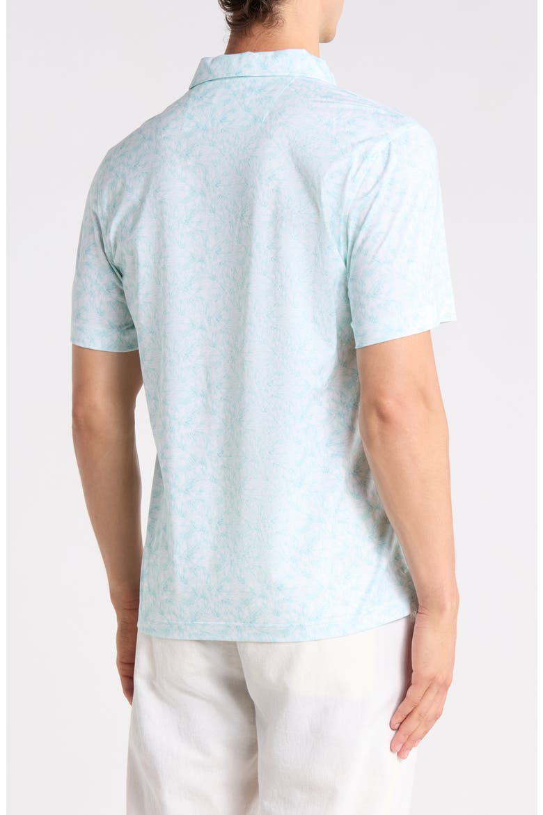 OoohCotton® Floral Stretch Cotton Knit Polo, Alternate, color, MENTHOL