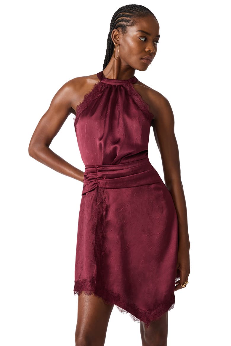 Monna Lace Detail Asymmetric Dress, Alternate, color, DEEP FIG