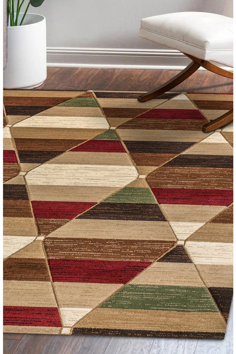 Kehoe Retro Diamonds Geometric Area Rug, Alternate, color, Red/Brown/Cream
