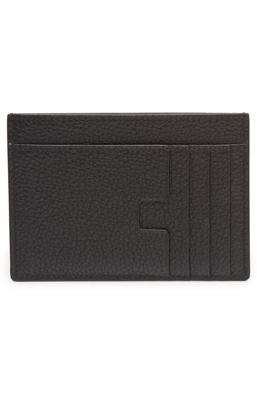 Tom Ford Large T-line Soft Grain Leather Card Holder In Black