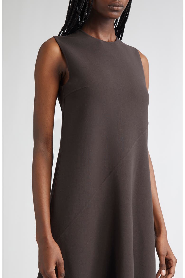 Asymmetric Sleeveless Wool Stretch Crepe Shift Dress, Alternate, color, CHOCOLATE