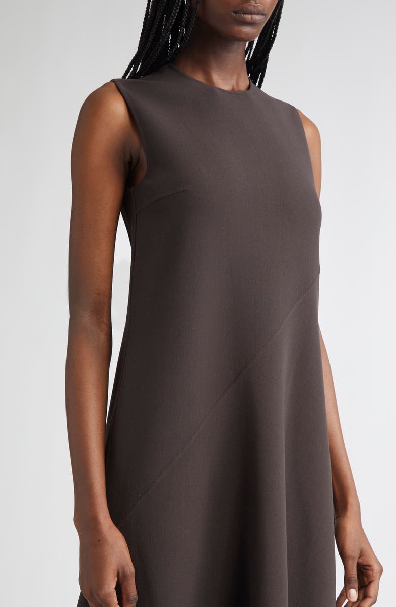 Michael Kors Collection Asymmetric Sleeveless Wool Stretch Crepe Shift Dress, Alternate, color, Chocolate