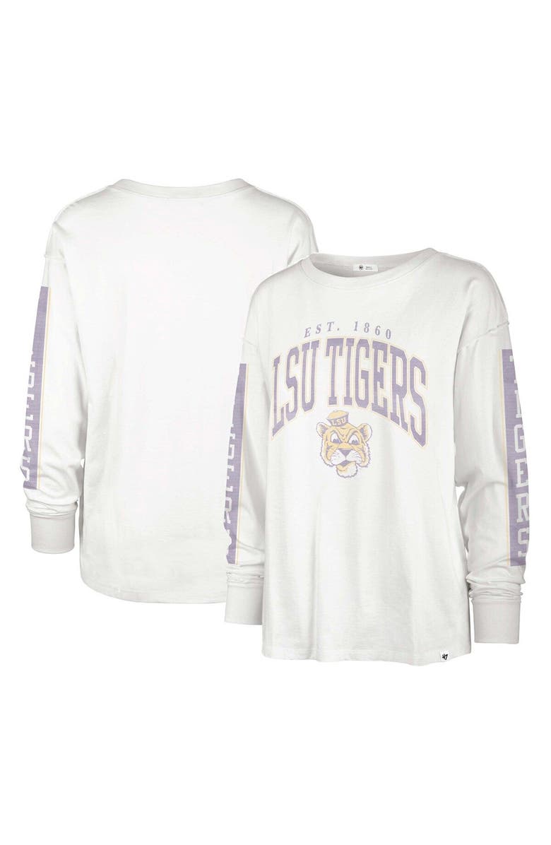 '47 Women's '47 Cream LSU Tigers Statement SOA 3-Hit Long Sleeve T-Shirt, Main, color, 