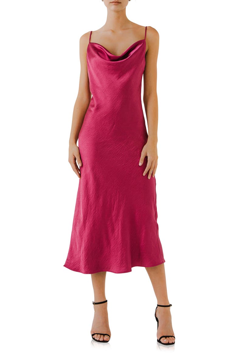Satin Midi Dress, Alternate, color, ORCHID