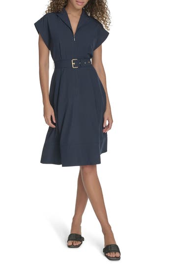 Shop Calvin Klein Comm Belted Midi Shirtdress