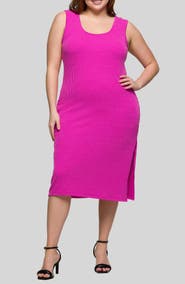 24seven Comfort Apparel Sleeveless Rib Midi Dress