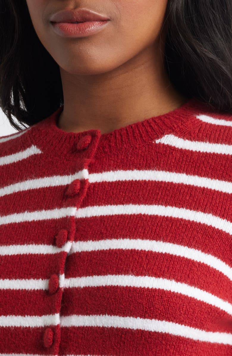 Madewell Kensington Cardigan, Alternate, color, Red And White Stripe