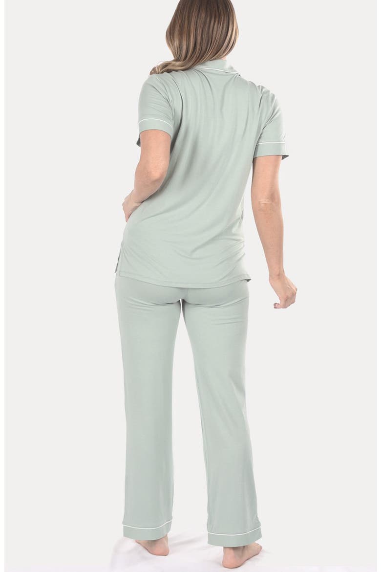Short Sleeve Maternity Pajamas, Alternate, color, SAGE GREEN
